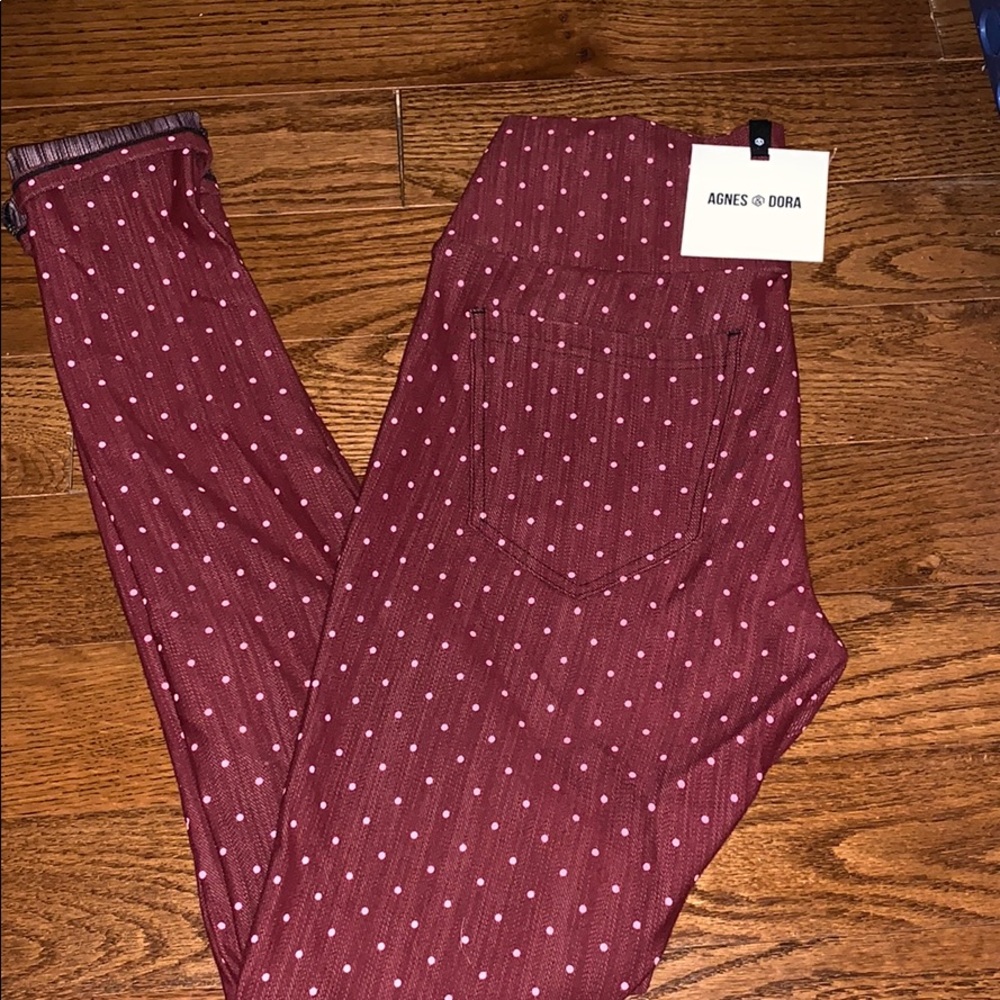 Agnes & Dora Knit Jegging Pin Dot Black Cherry